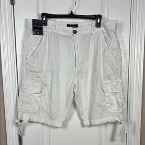 Adam Levine Collection Men's White 100% Cotton Cargo‎ Shorts Size 36 NWT